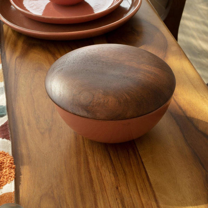 Rustic Reef Ceramic Soup Bowl With Wooden Lid