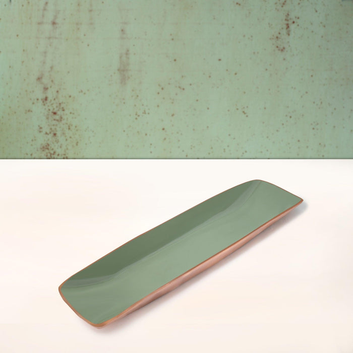Sap Green Metal-Enamel Fusion Platter