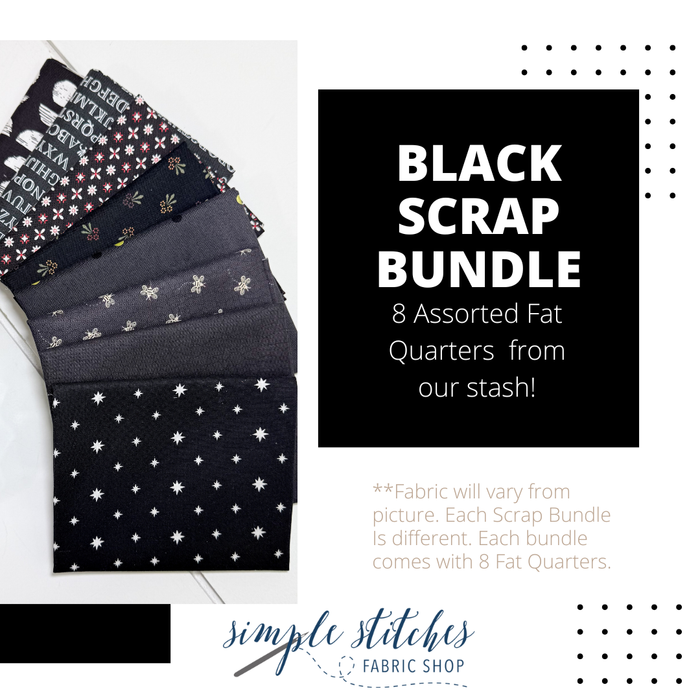 SCRAP BUNDLE Black Simple Bundle (8) Fat Quarters