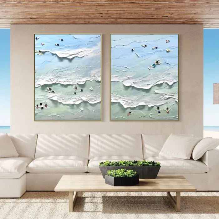 Seascape and Snowy Peak Painting Set of 2 #SP016