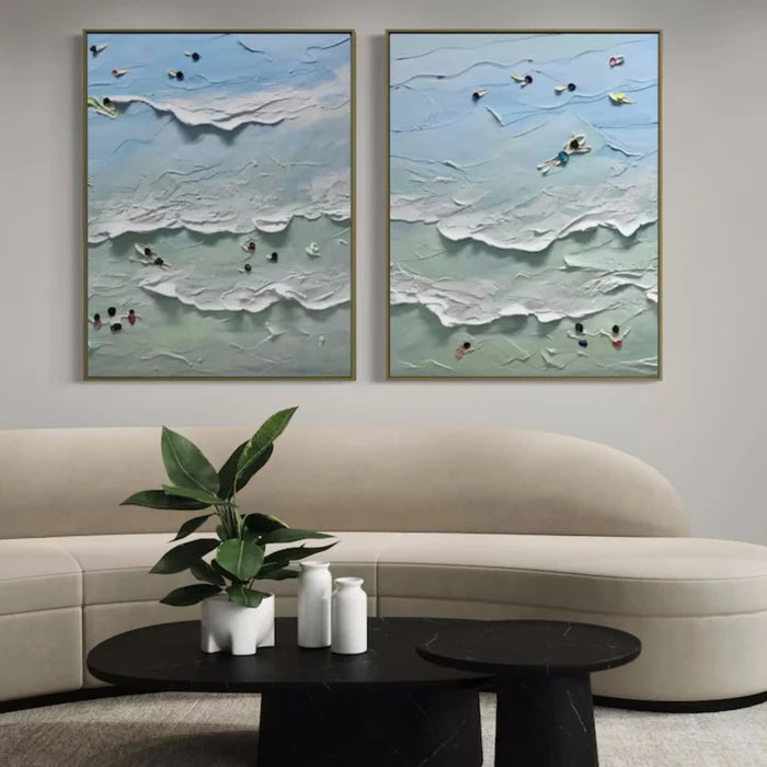 Seascape and Snowy Peak Painting Set of 2 #SP016