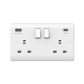 Securlec 2 Gang Switched Socket Double Pole 13A with USB A + C – Fast Charging & Safe Power-Eclipse Fencing