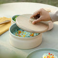 serene sky serving bowl with wooden lid - large
