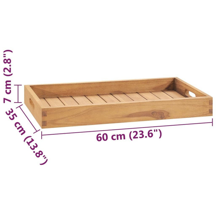 Serving Tray 23.6"x13.8" Solid Wood Teak - Divine Heart L.A.