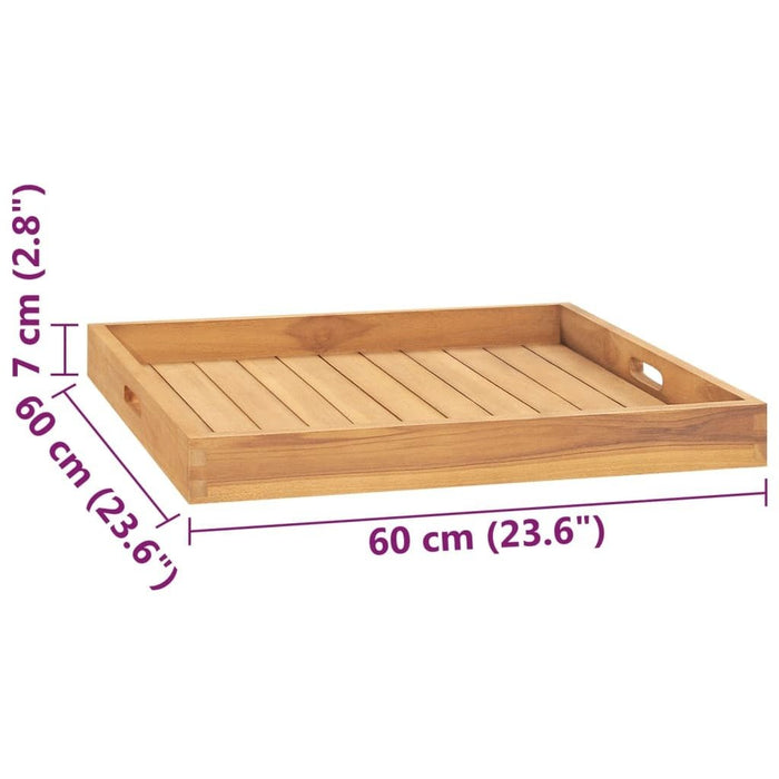 Serving Tray 23.6"x23.6" Solid Wood Teak - Divine Heart L.A.