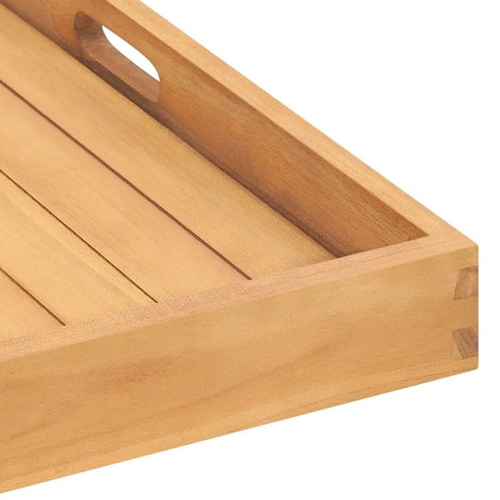 Serving Tray 27.6"x27.6" Solid Wood Teak - Divine Heart L.A.
