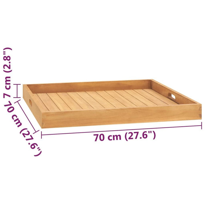 Serving Tray 27.6"x27.6" Solid Wood Teak - Divine Heart L.A.
