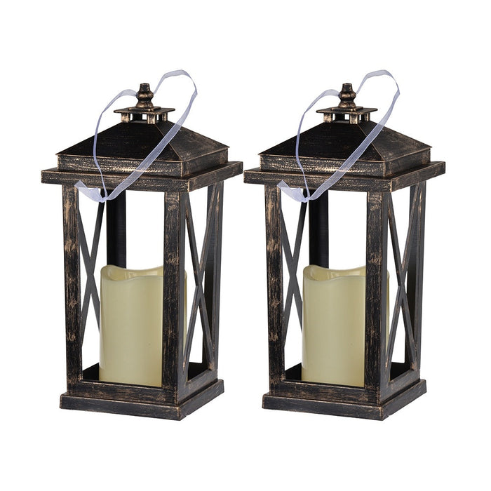 Set of 2 Menifee Lantern with Led Candle, Tall 5x5x11" Doba