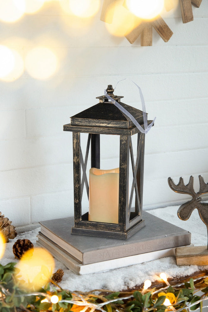 Set of 2 Menifee Lantern with Led Candle, Tall 5x5x11" Doba