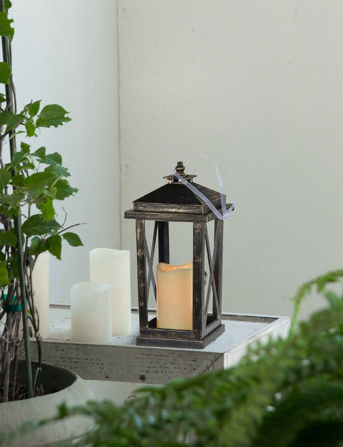 Set of 2 Menifee Lantern with Led Candle, Tall 5x5x11" Doba