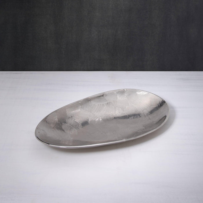 Silver Textured Metal Platter- Large