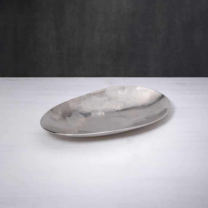 Silver Textured Metal Platter- Large