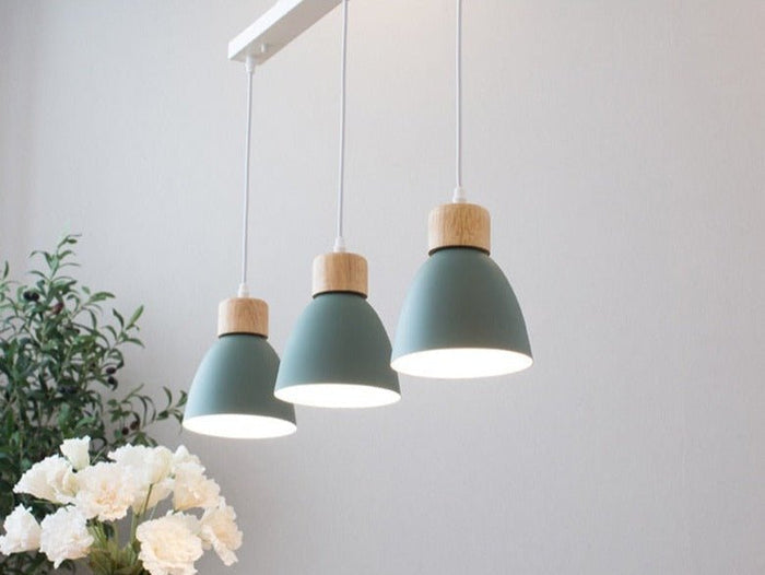 Solskin Pendant Light - Green 3- Heads- Rectangle - Level Decor