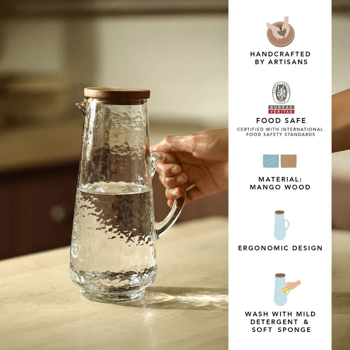 soyuz glass pitcher with wooden lid