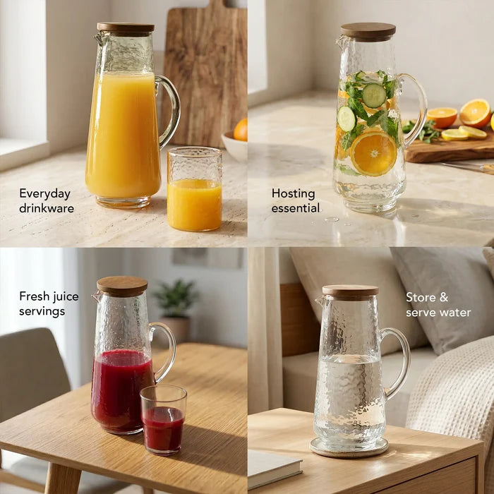 soyuz glass pitcher with wooden lid