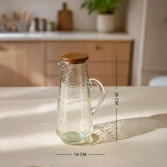 soyuz glass pitcher with wooden lid