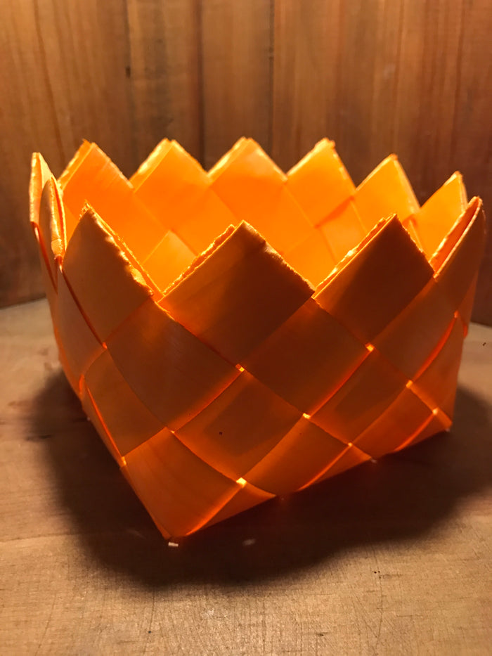 Splint Wood Basket from Germany, Orange