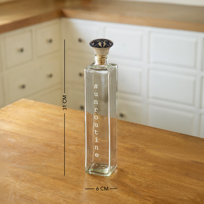 Square glass water bottle with ceramic stopper