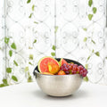 glossy silver metal fruit bowl - ellementry