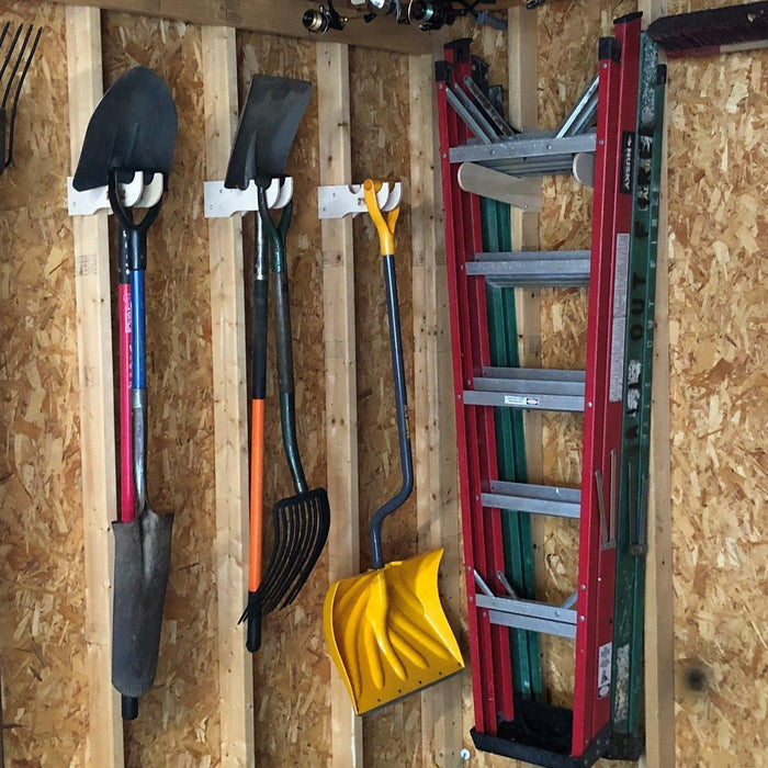 Step Ladder Organizer Rack, Shed Storage Racks, Yard Tool Organizer, Garden tool rack, Shed Tool Rack - HangThis Up
