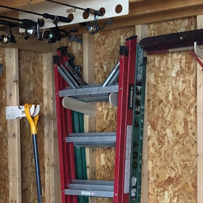 Step Ladder Organizer Rack, Shed Storage Racks, Yard Tool Organizer, Garden tool rack, Shed Tool Rack - HangThis Up