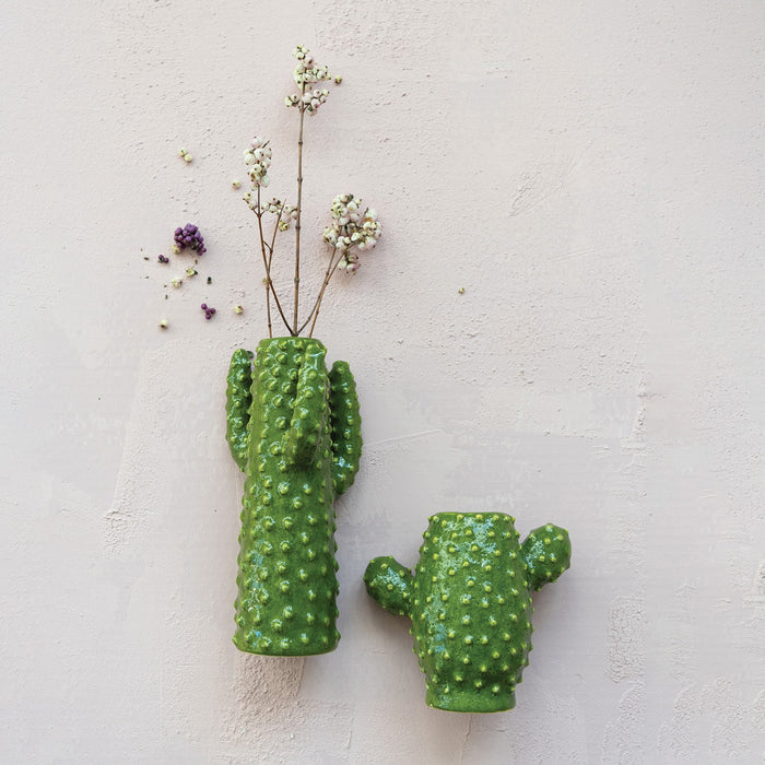 Stoneware Cactus Flower Vase (4 3/4")