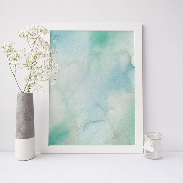 Blue Watercolor Beach House Painting Wall Art Print or Canvas - Jetty Home