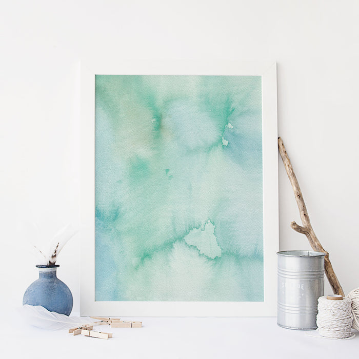 Blue Green Ocean Coastal Watercolor Painting Wall Art Print or Canvas - Jetty Home