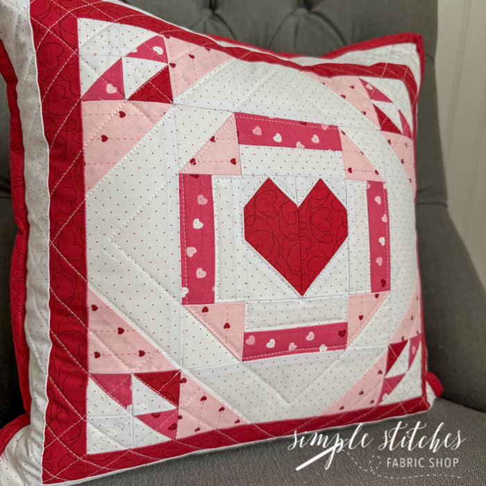 Sweetheart Pillow - Tone on Tone Red