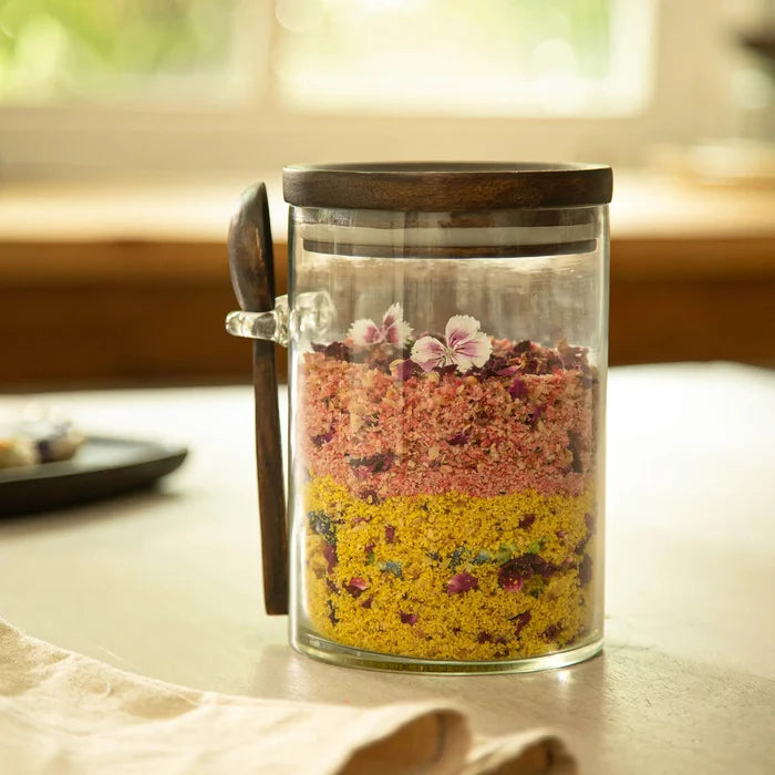 Tashi Glass Canister With Spoon - Small