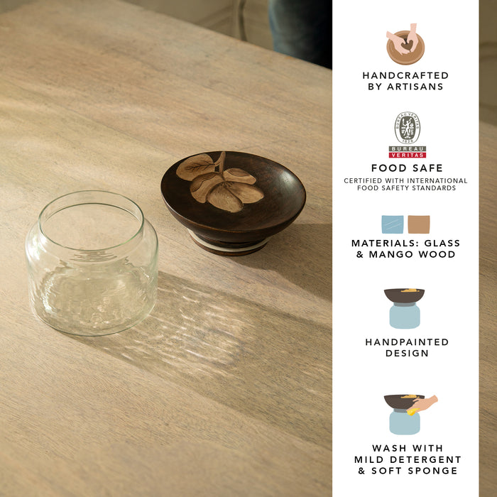 Tashi Glass Jar With Wooden Nut Bowl - Large