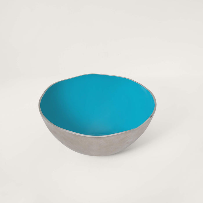 Teal Metal-Enamel Fusion Fruit Bowl- Large