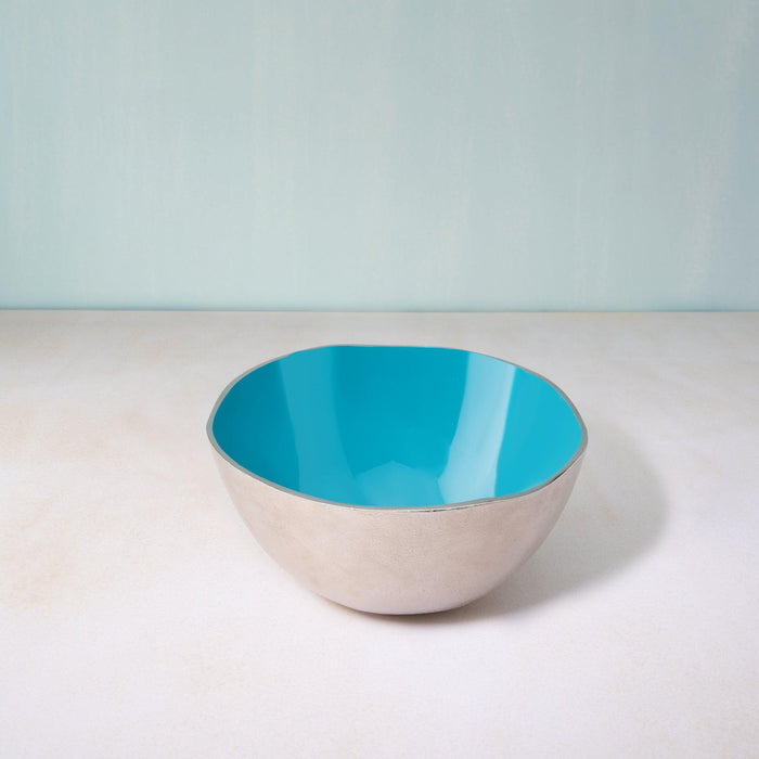 Teal Metal-Enamel Fusion Fruit Bowl- Medium