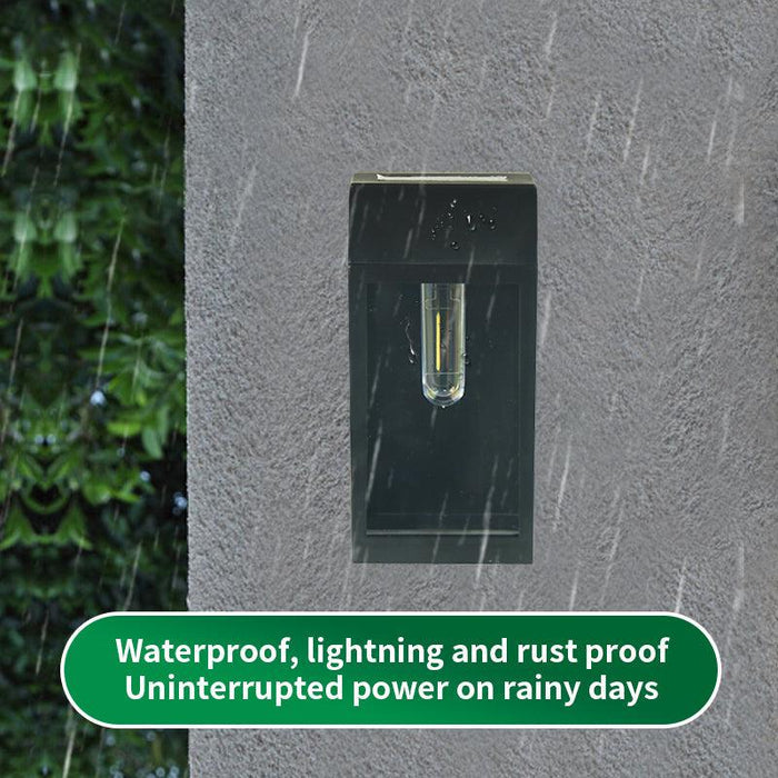 Tennyson Exterior LED Solar Wall Light in Black - Divine Heart L.A.