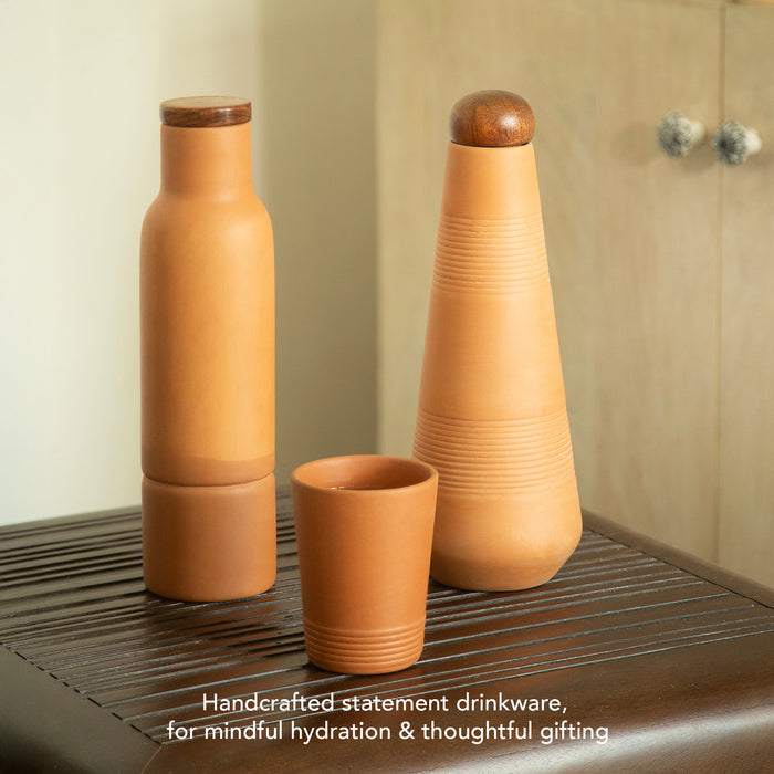 terracotta bottle with wooden lid
