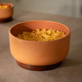 Terracotta Serving Bowl With Wooden Base- Large