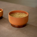Terracotta Serving Bowl With Wooden Base- Medium