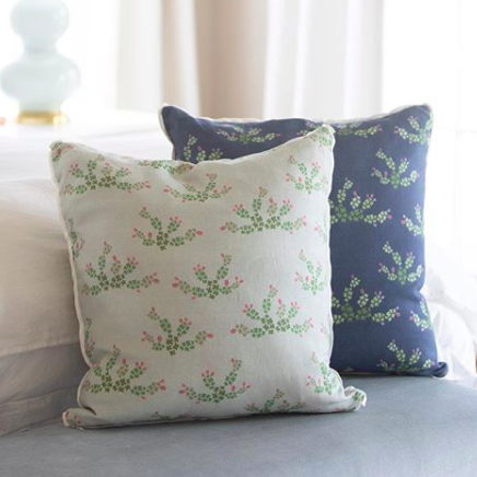 Texas Prickly Pear Navy Square Pillow - ONE LEFT