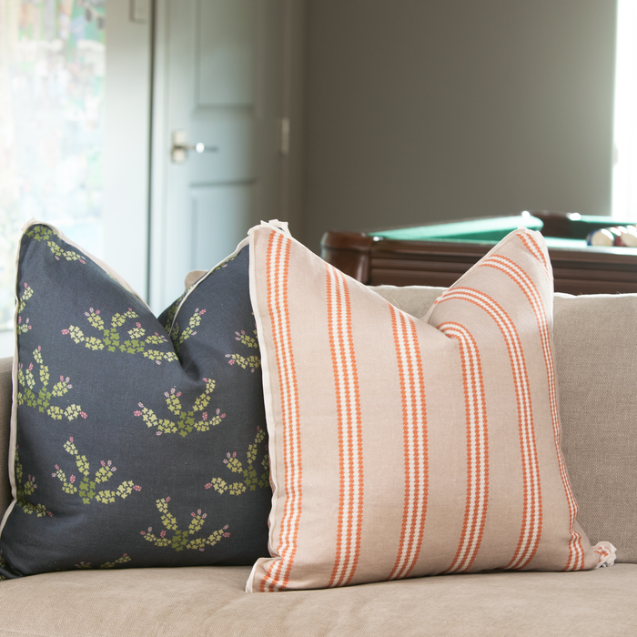 Texas Prickly Pear Navy Square Pillow - ONE LEFT