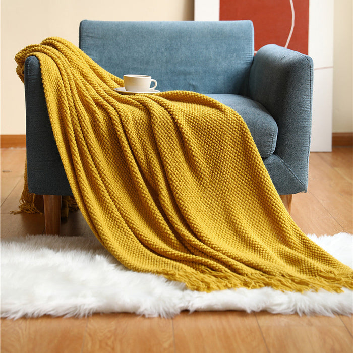 Textured Pineapple Grid Knitted Blanket Scandi South