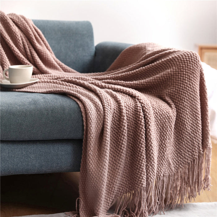 Textured Pineapple Grid Knitted Blanket Scandi South
