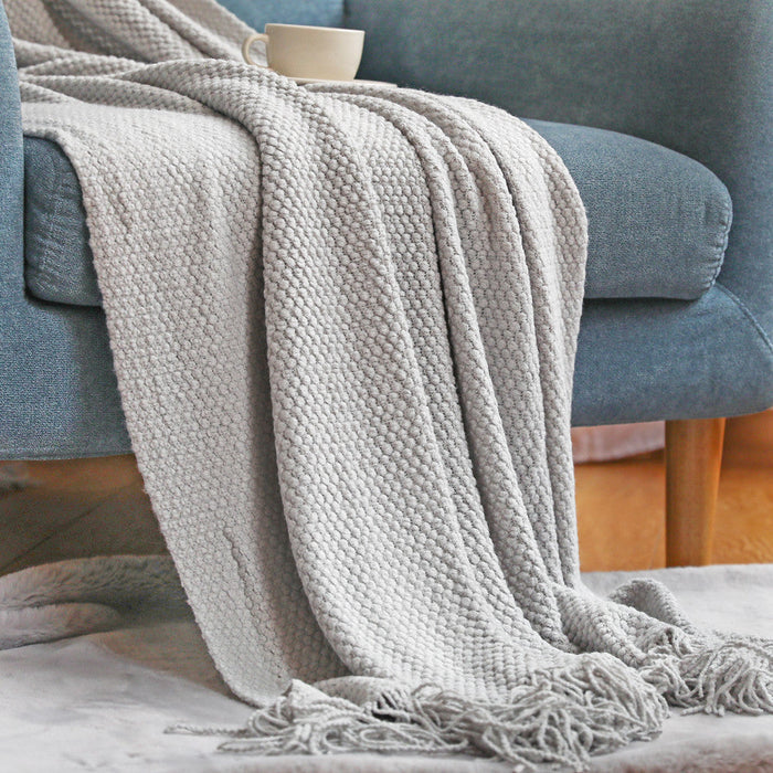 Textured Pineapple Grid Knitted Blanket Scandi South