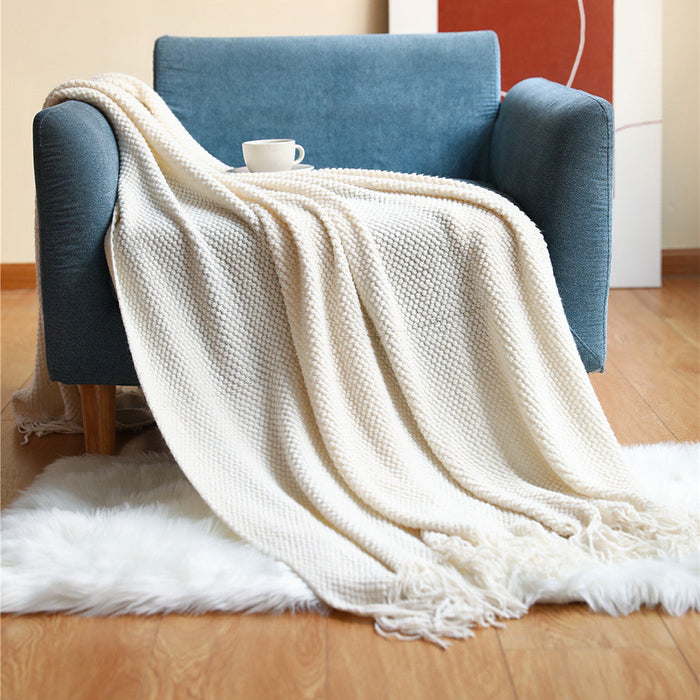Textured Pineapple Grid Knitted Blanket Scandi South