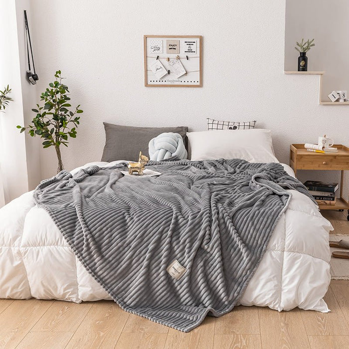 Textured Stripe Plush Fleece Throw - Divine Heart L.A.