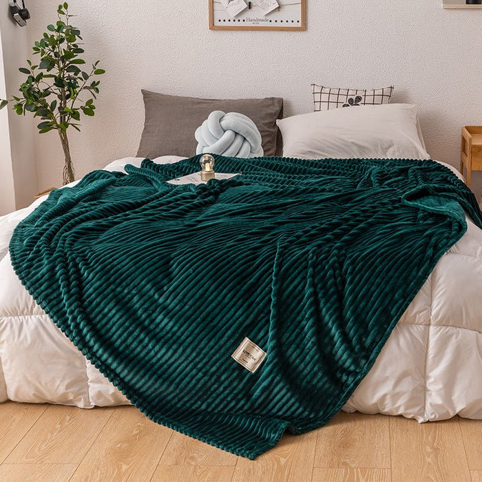 Textured Stripe Plush Fleece Throw - Divine Heart L.A.