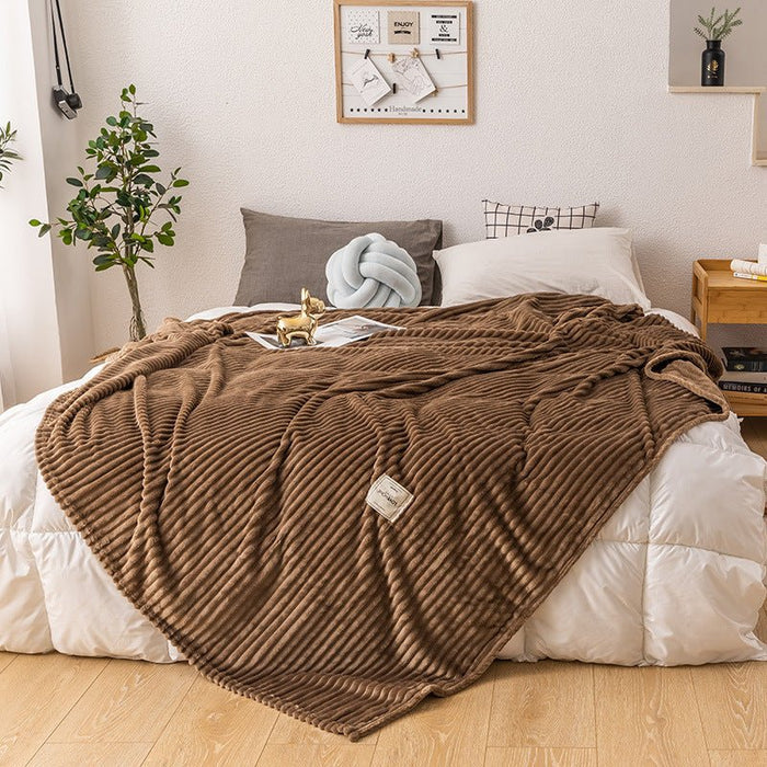 Textured Stripe Plush Fleece Throw - Divine Heart L.A.