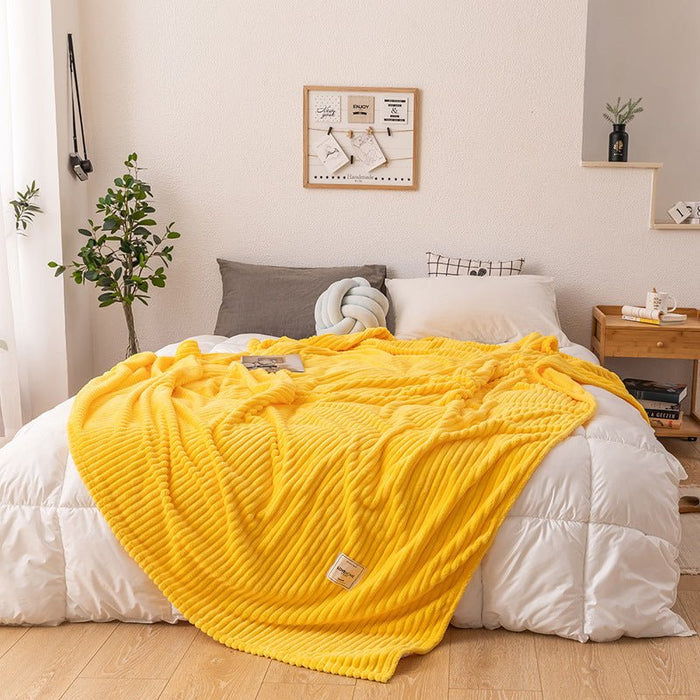 Textured Stripe Plush Fleece Throw - Divine Heart L.A.