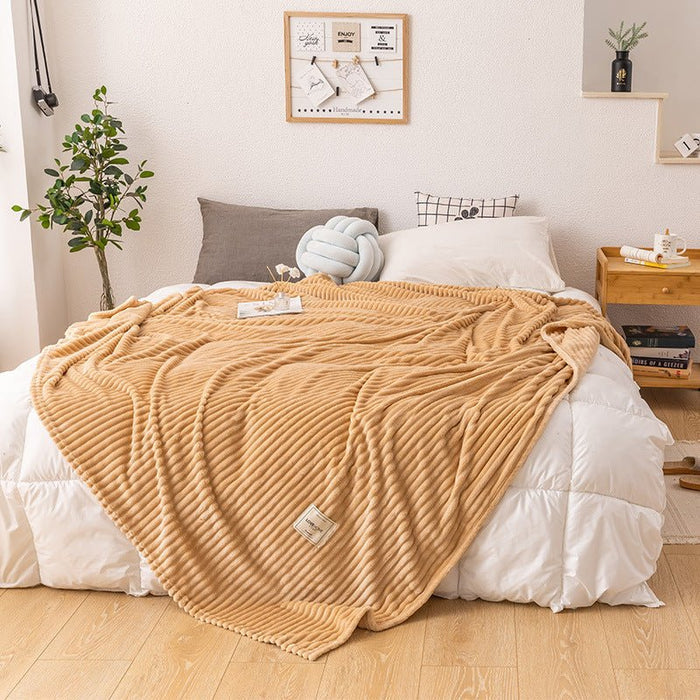 Textured Stripe Plush Fleece Throw - Divine Heart L.A.