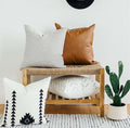 Throw Pillow Set of 4, Faux leather and cotton accent pillows Doba