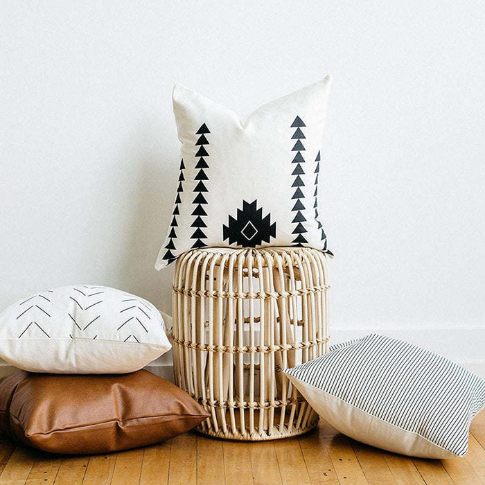 Throw Pillow Set of 4, Faux leather and cotton accent pillows Doba